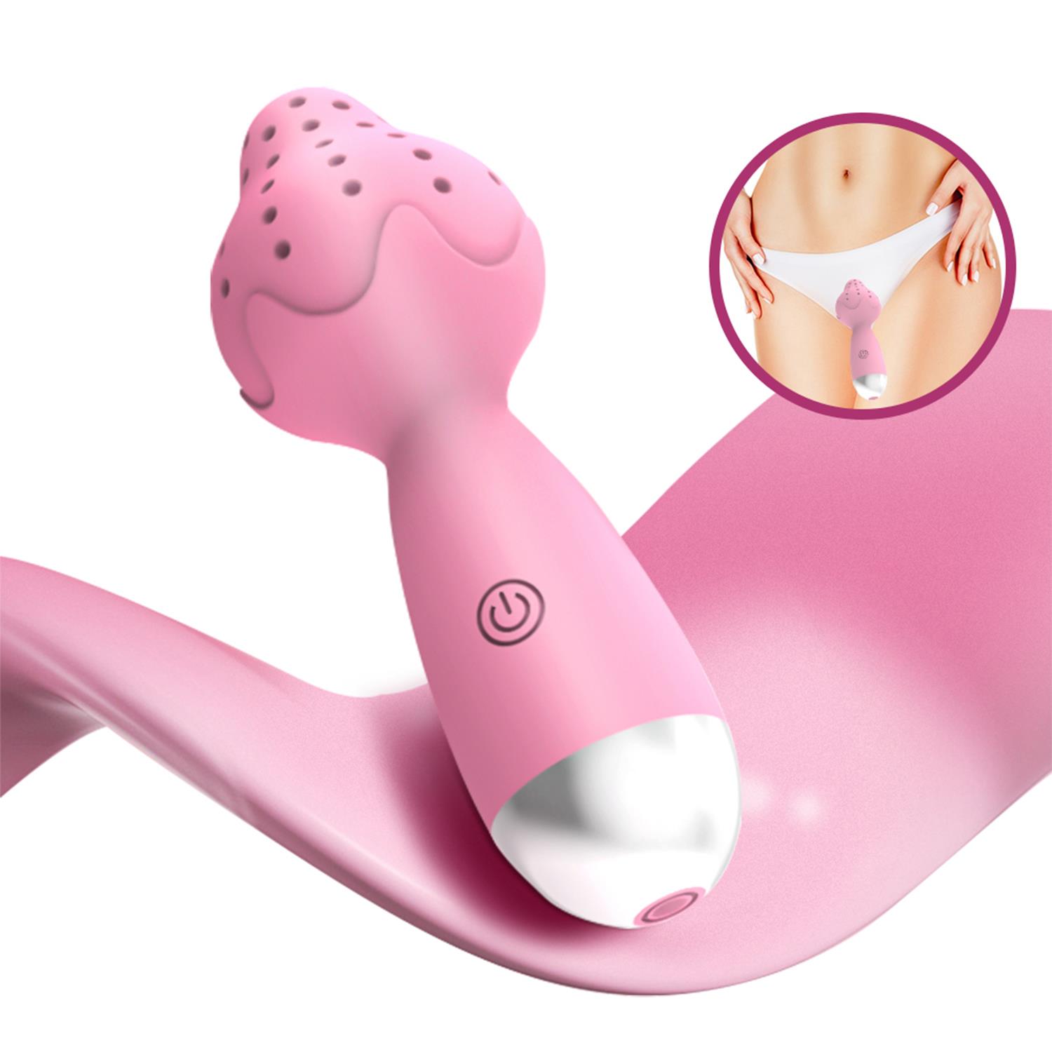 5112.jpg Çilek Başlıklı Mini Klitoral Masaj Vibratörü Pembe - Görsel 1