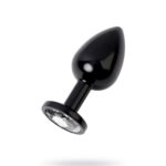 Metal Clear Taşlı Siyah Anal Plug Küçük Boy