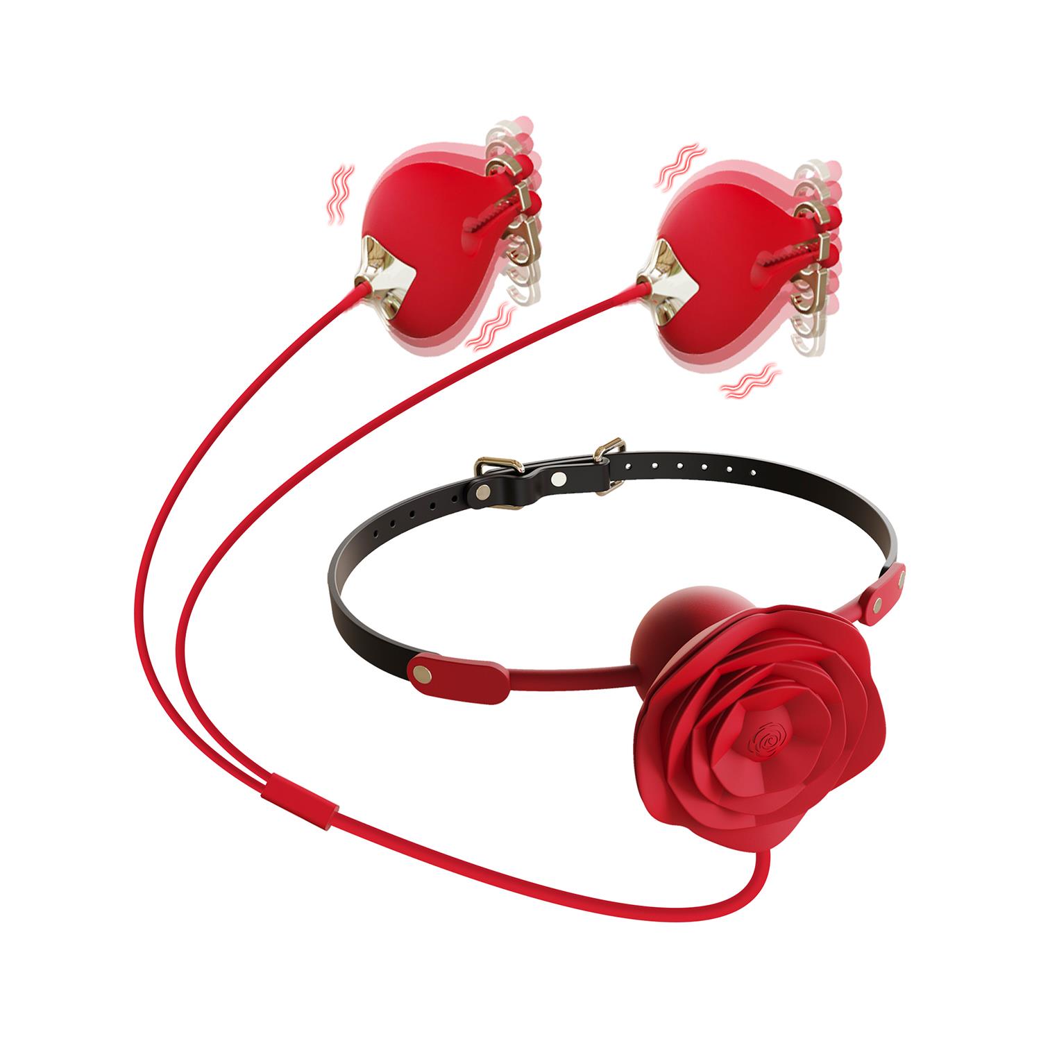 pembe-tilki-gul-tasarimli-agiz-tikaci-ve-titresimli-meme-kiskac-seti-5427.jpg Pembe Tilki Gül Tasarımlı Ağız Tıkacı ve Titreşimli Meme Kıskaç Seti - Görsel 1